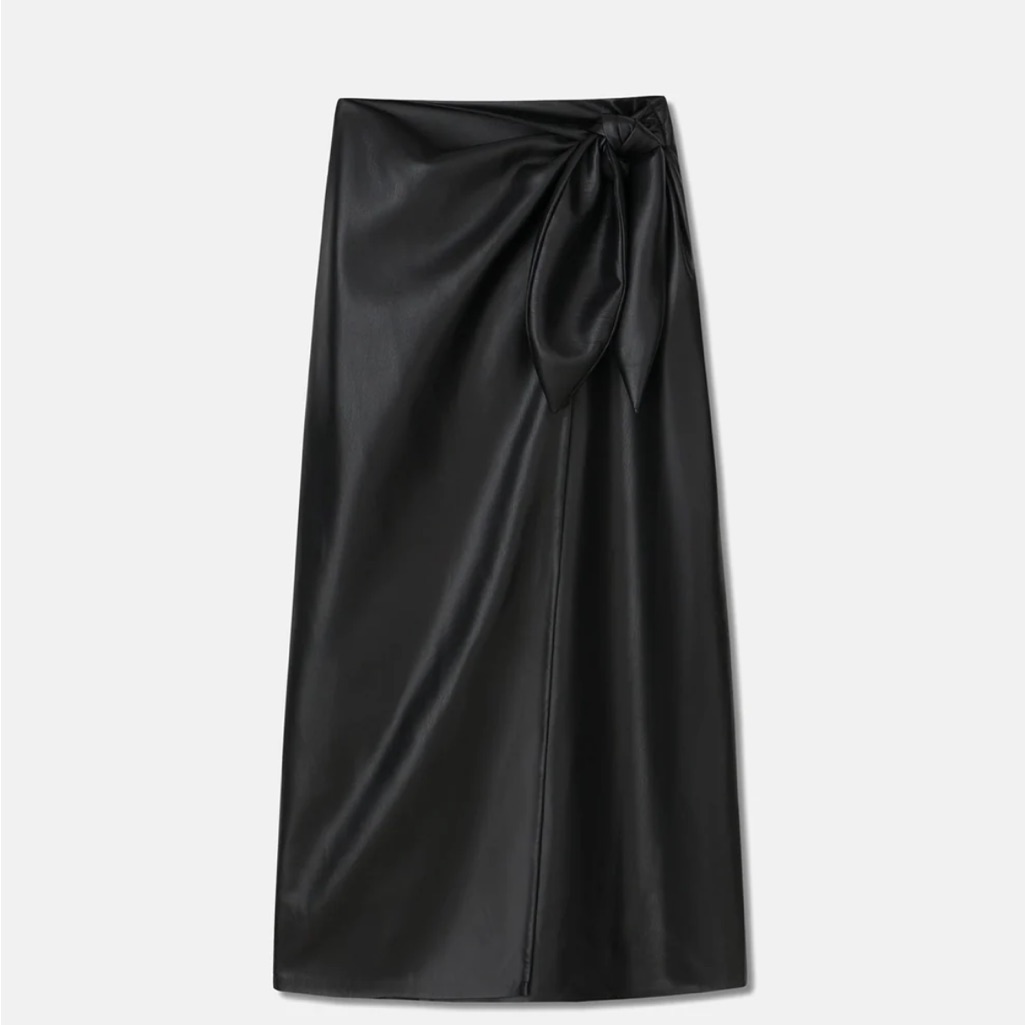 Nanushka Amas Black Vegan Leather Skirt, Size S